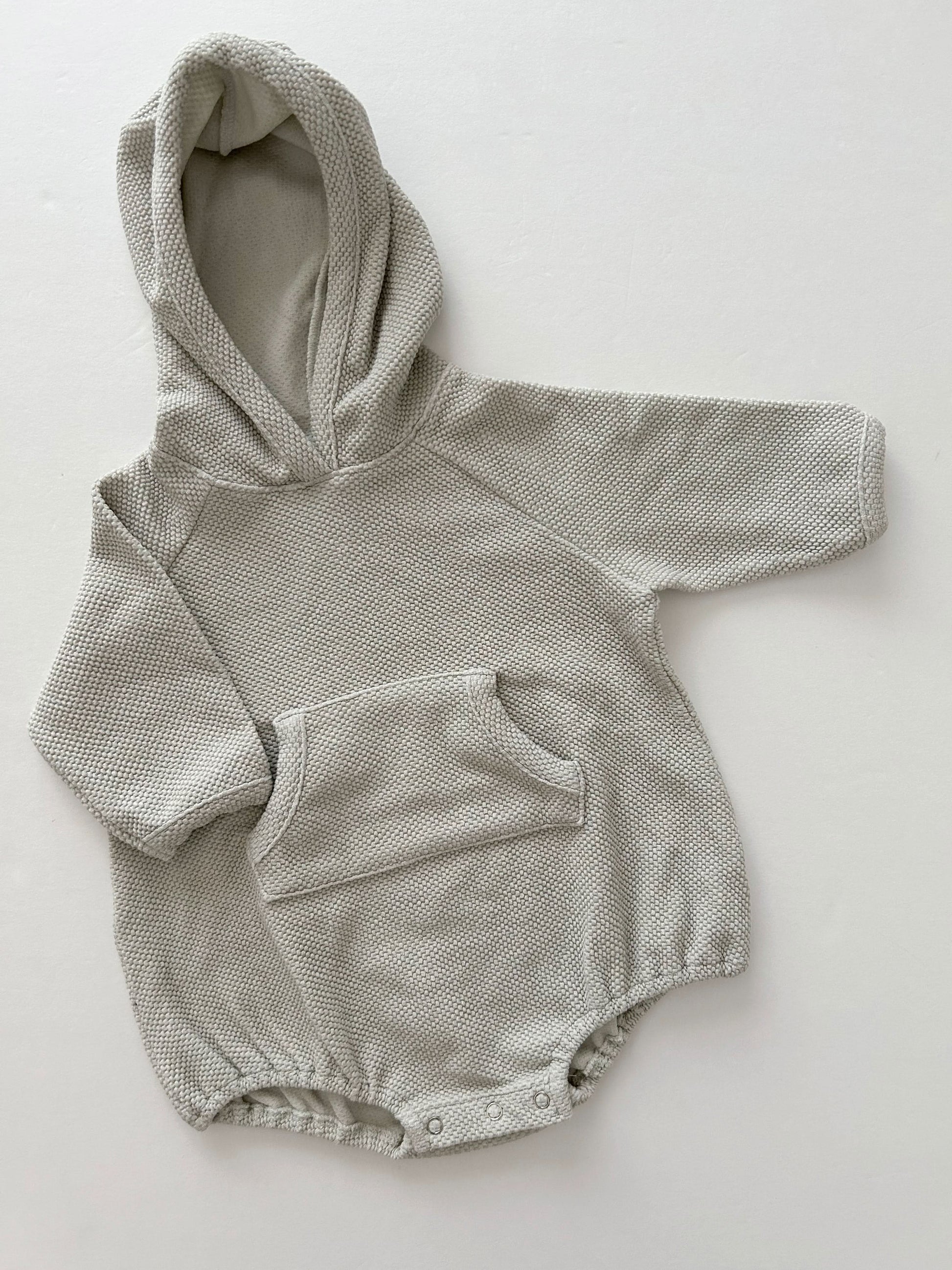 Baby Nunu Textured Kangaroo Pocket Hoodie Romper (3-18m) - 3 Colors - AT NOON STORE