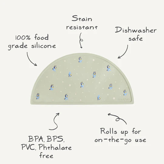 Bluey x Mushie Silicone Placemat - Bluey Sage