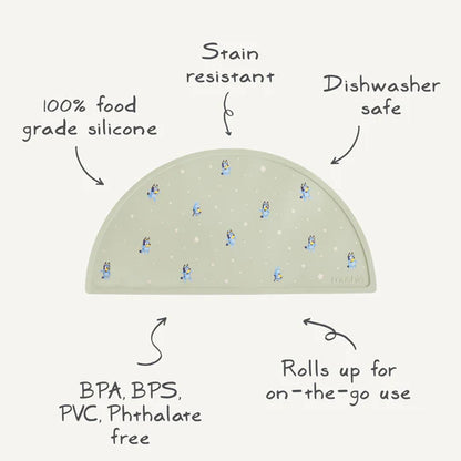 Bluey x Mushie Silicone Placemat - Bluey Sage