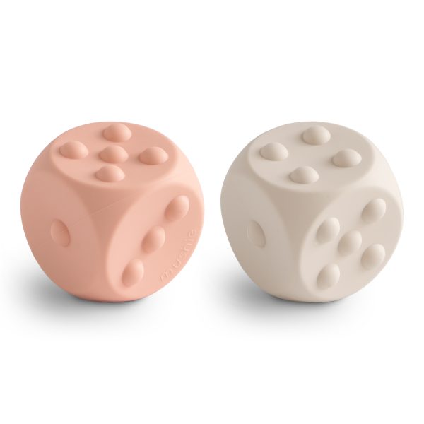 Mushie Dice Press Toy 2-Pack (Blush/Shifting Sand) - AT NOON STORE