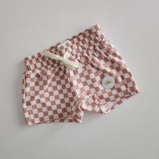 Boy's Boardshort | Tan Checkered (0-5y) - AT NOON STORE