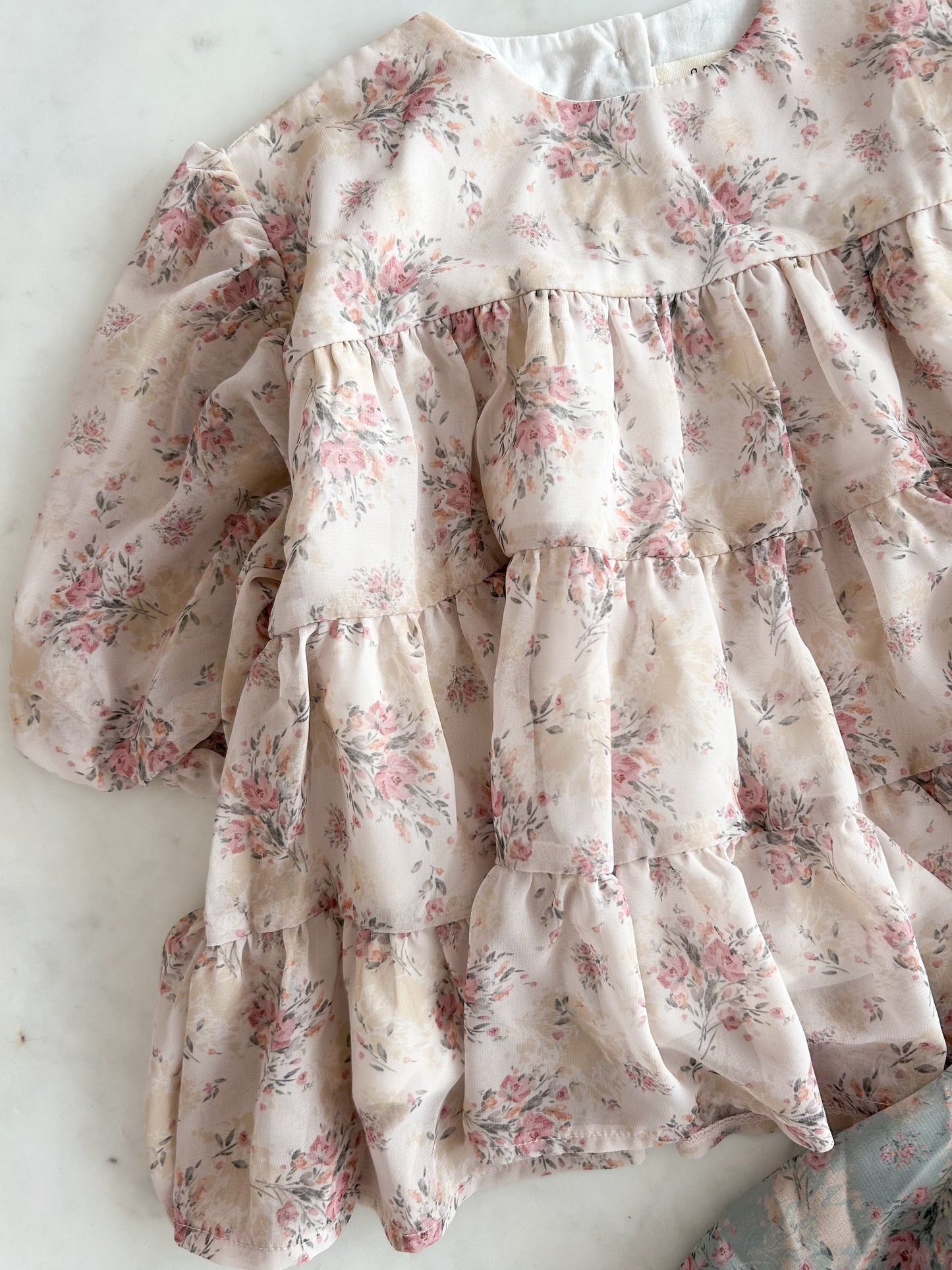 Toddler Anggo SP26 Floral Balloon Sleeve Chiffon Dess(1-6y) - 2 Colors - AT NOON STORE