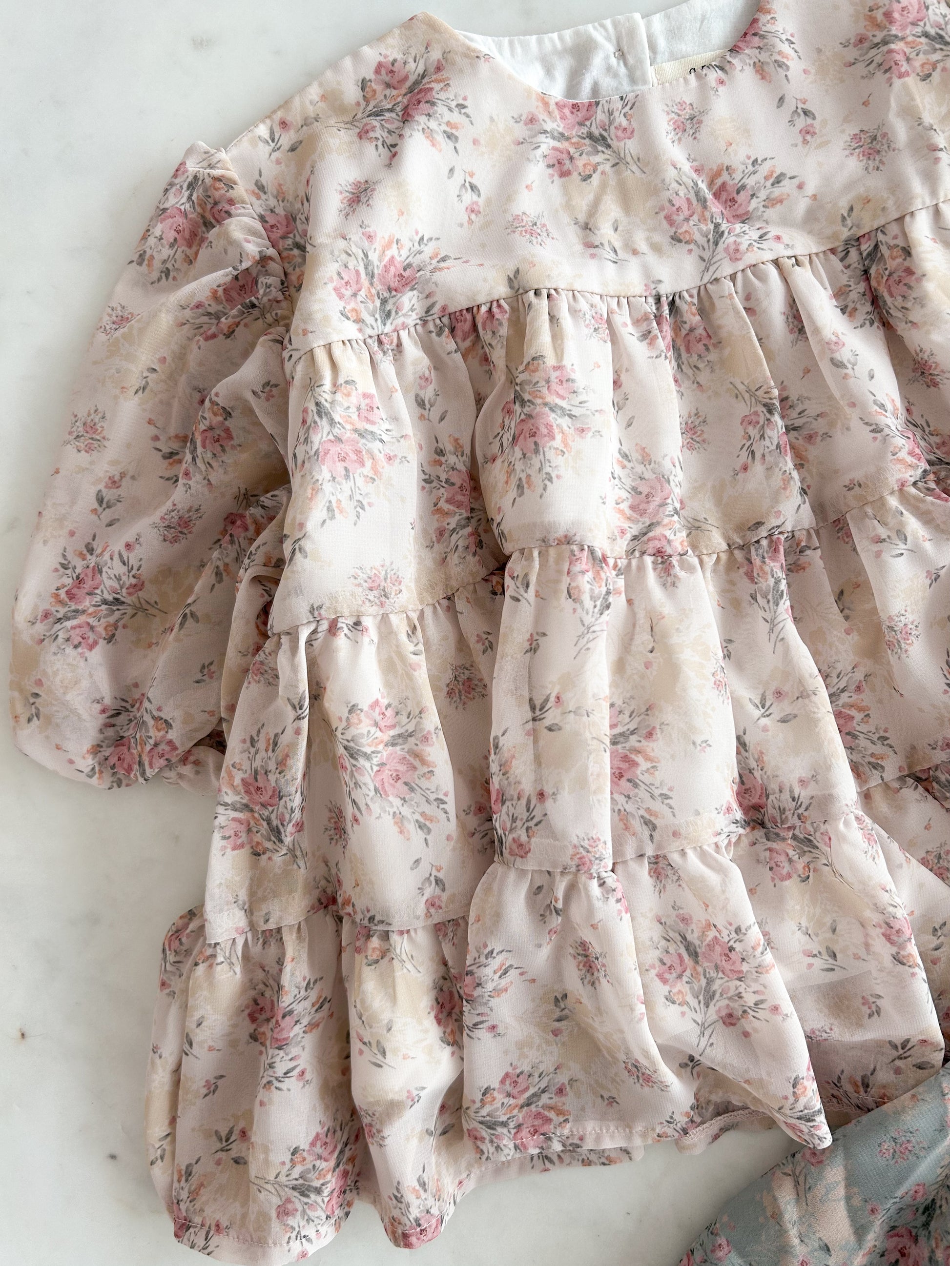 Toddler Anggo SP26 Floral Balloon Sleeve Chiffon Dess(1-6y) - 2 Colors - AT NOON STORE