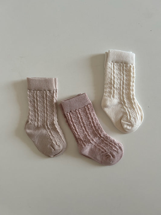 Baby Toddler 3PK Textured Knee Socks Set (0-8y) -Pink Set