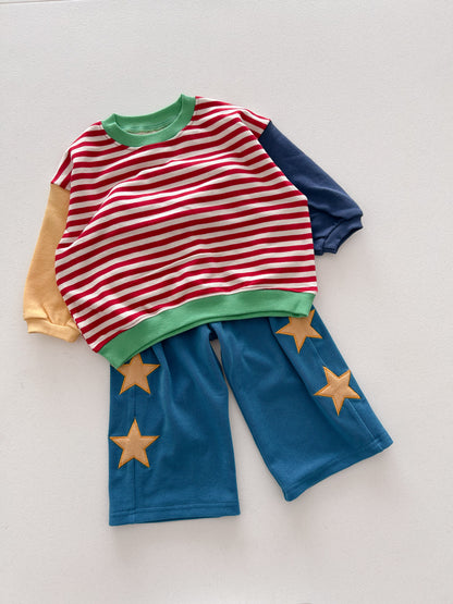 Kids Soy F26 Colorblock Stripe Long Sleeve Sweatshirt (1-6y) - Red