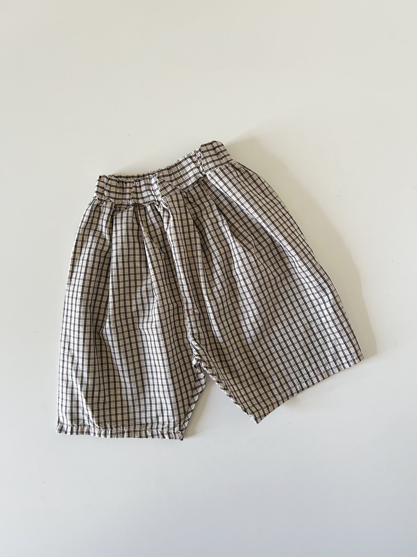 Baby Toddler Bella SS25 Loose Fit Plaid Shorts (6m-6y) - Gray