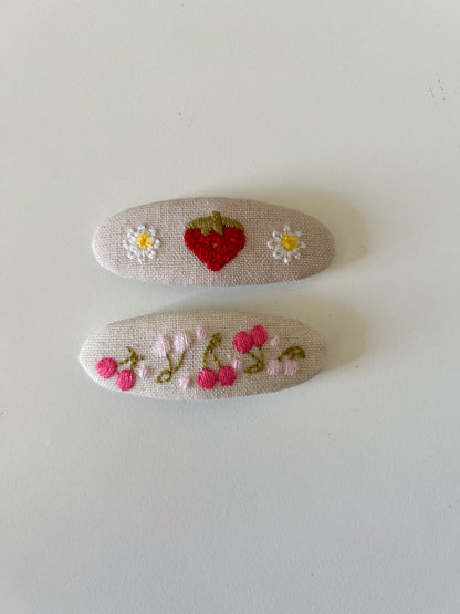 Girls Embroidery Hair Clips (2pk) - 4 Colors - AT NOON STORE