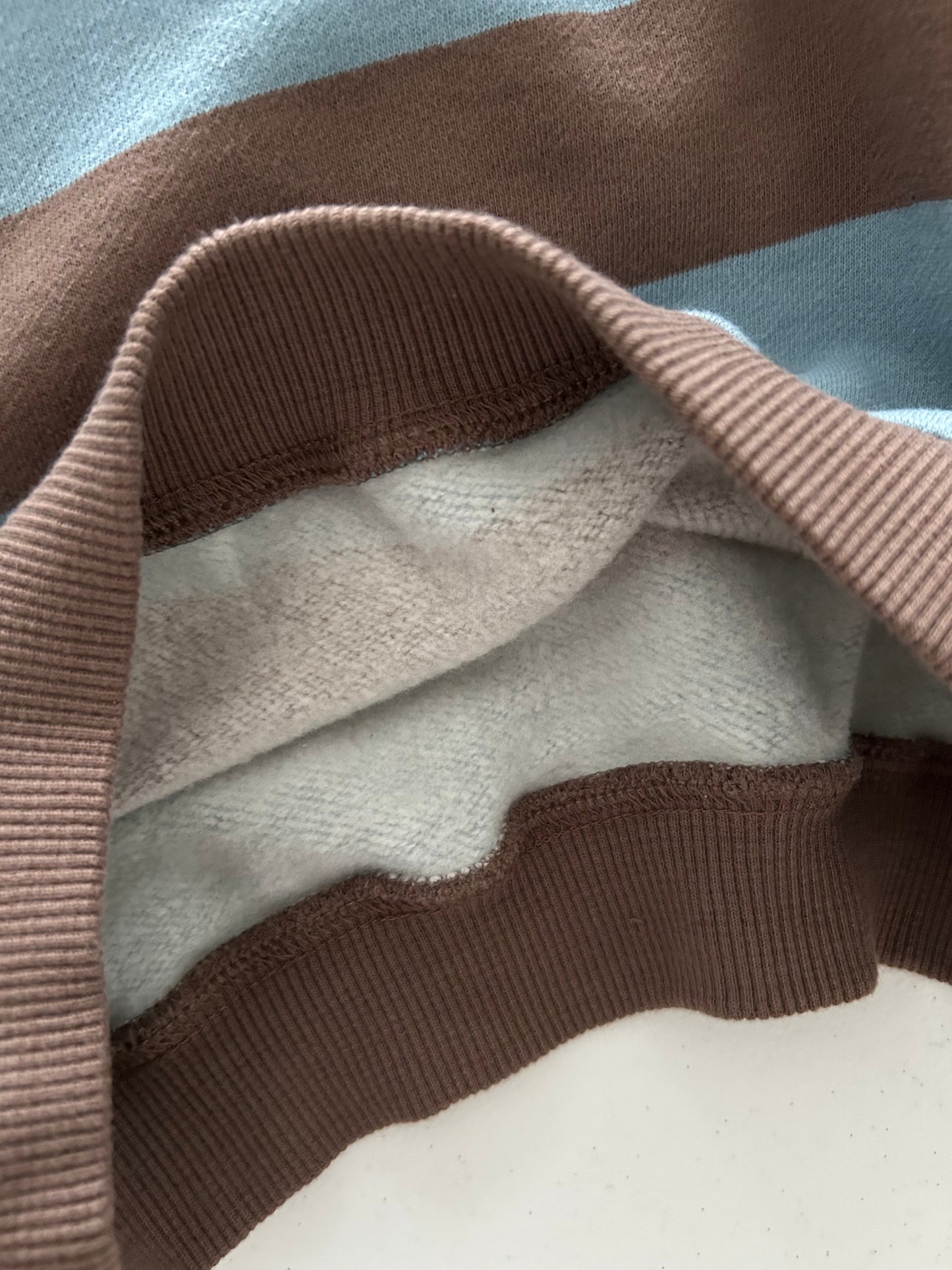 Toddler W25 Oversized Brushed Cotton Stripe Sweatshirt (1-6y) - Sky Brown