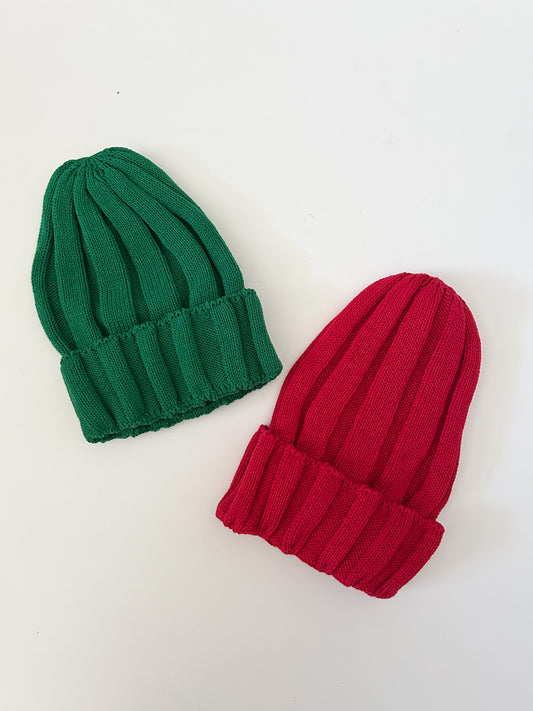 Green knit beanie 