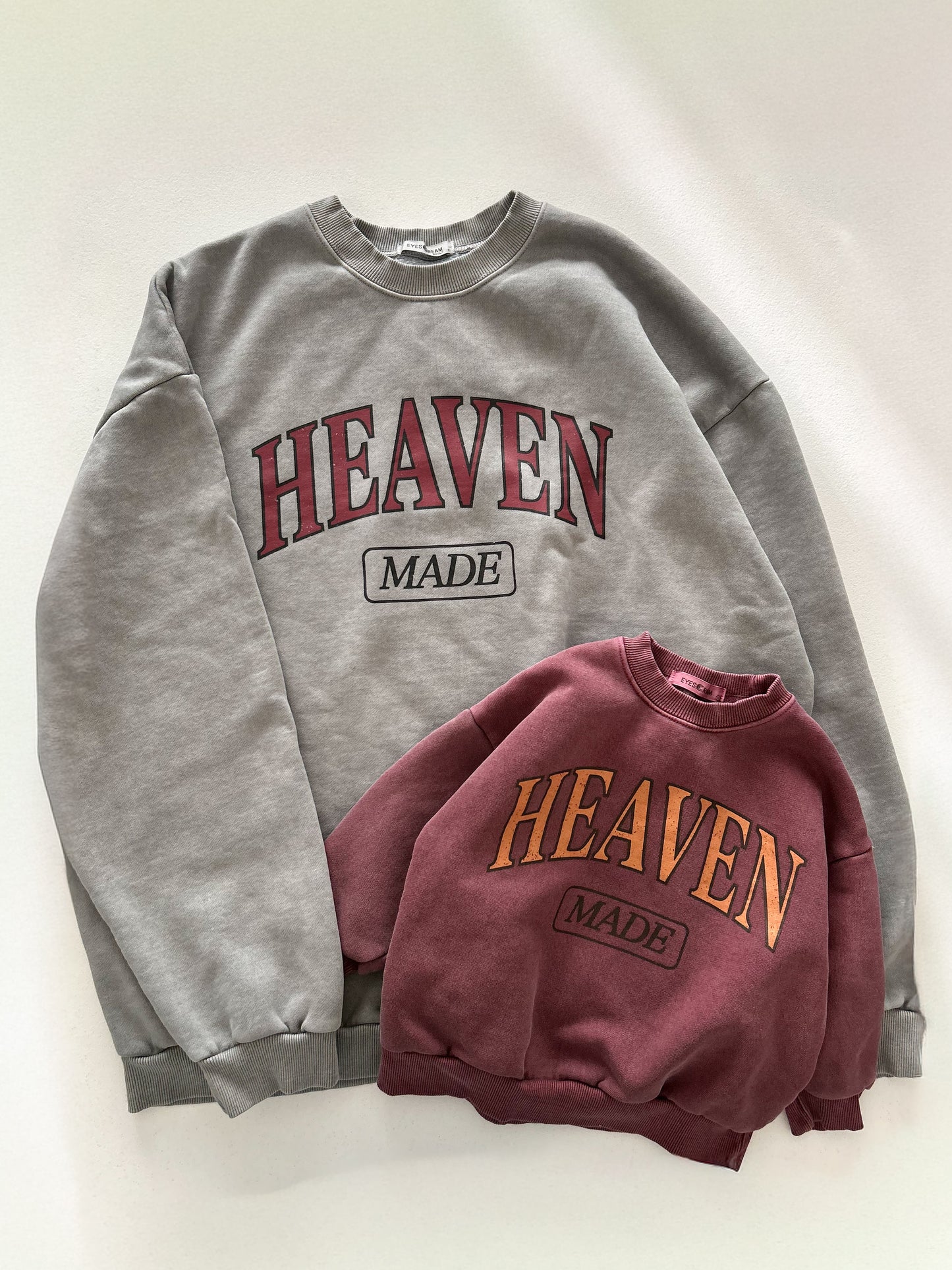 Kids Adult 'HEAVEN' Garment Dyed Long Sleeve Brushed Cotton Sweatshirt (2-7y, Adult) - 2 Colors