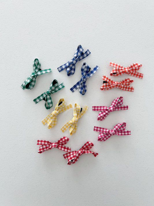 Girls Gingham Bow Snap Hair Clips (2pk) - 6 Colors - AT NOON STORE