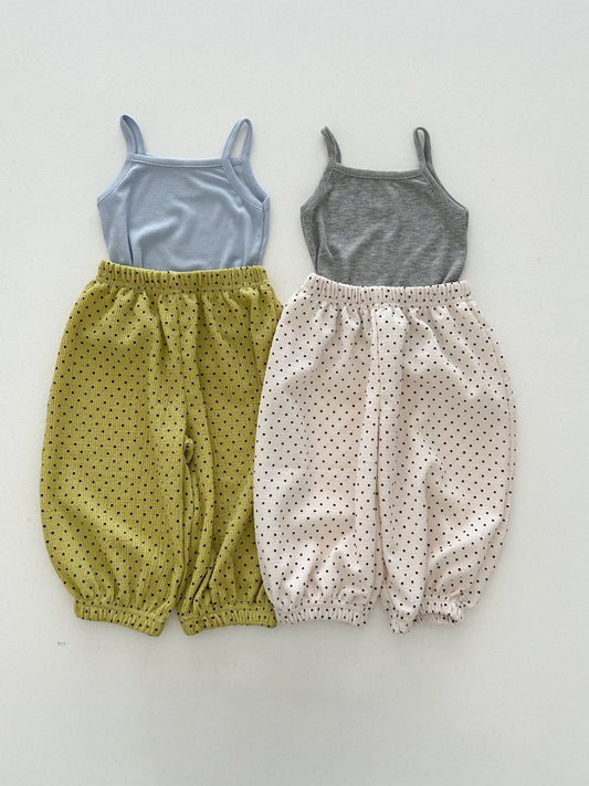 Kids Soy SS26 Ribbed Tank Top and Polka Dot Pleated Balloon Jogger Pants Set (1-6y) - 2 Colors - AT NOON STORE