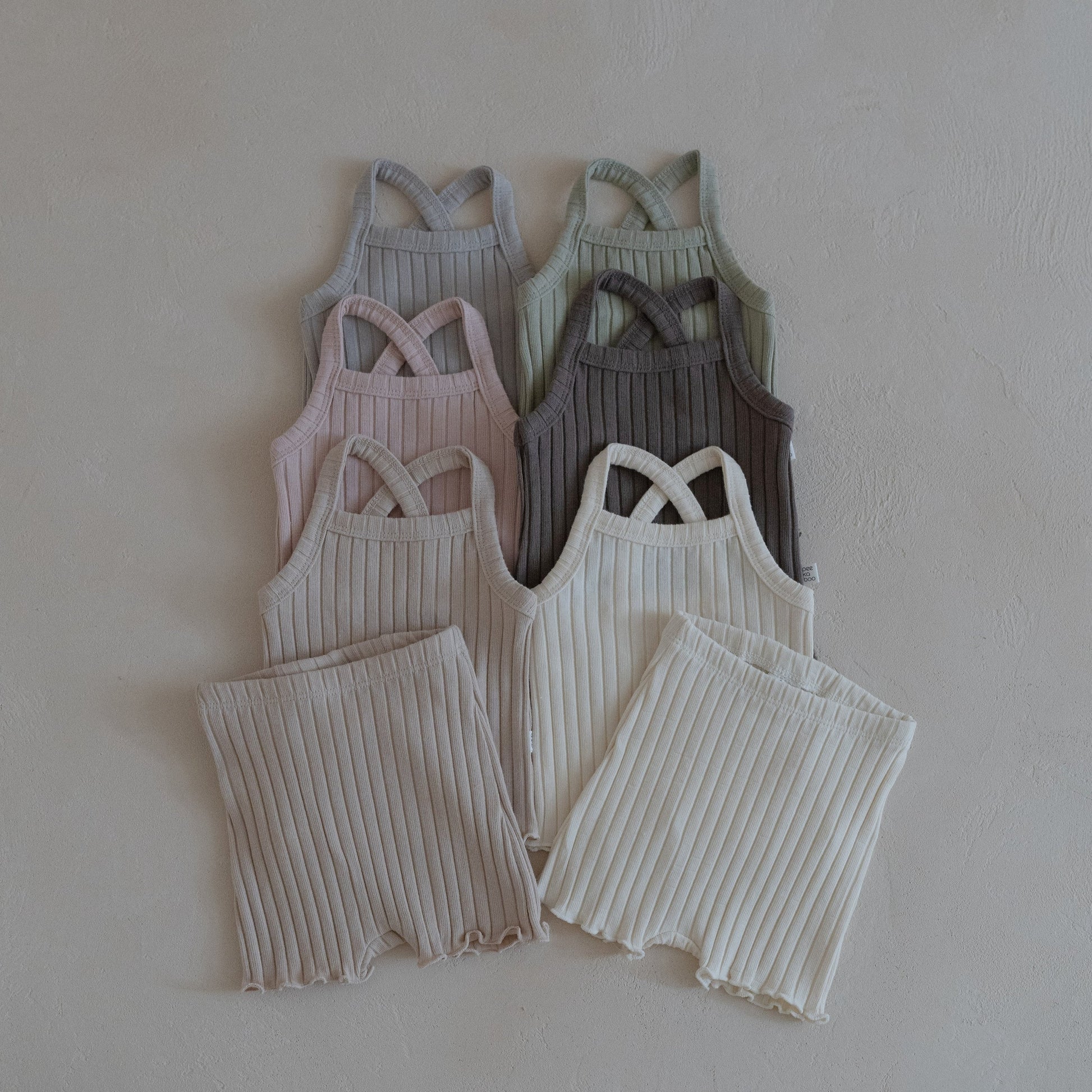 Toddler Cotton Ribbed Cami and Shorts Set (6m-6y) - 6 Colors - AT NOON STORE