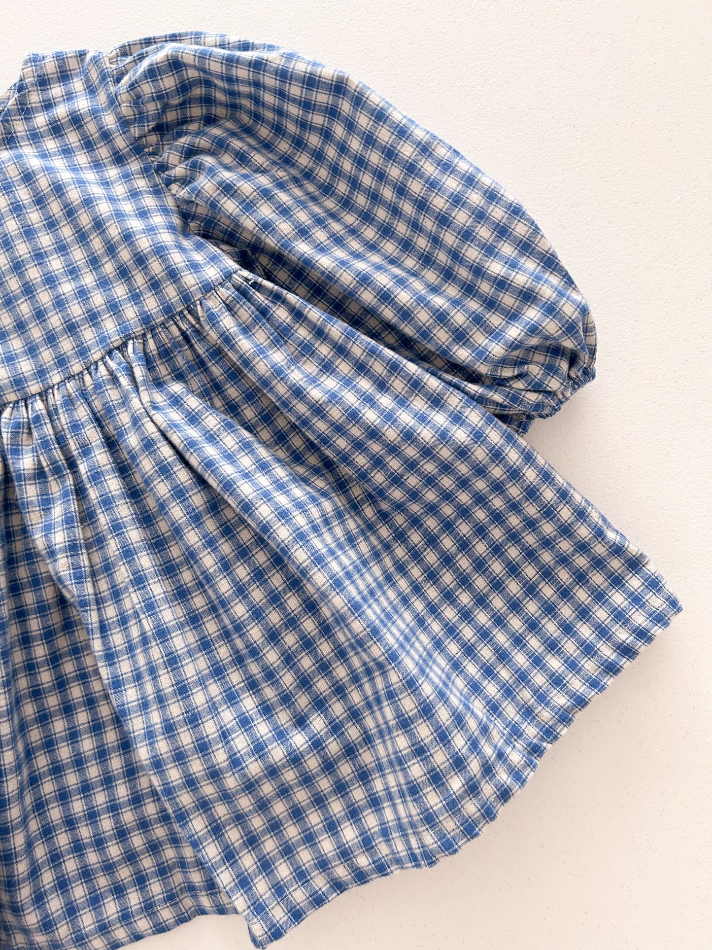 Kids F26 Plaid Bubble Sleeve Dress (1-7y) - Blue