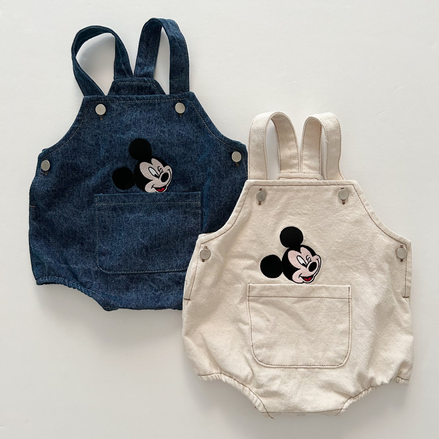 Baby F24 Mickey Embroidery Shortalls (3-18m) - 2 Colors