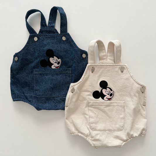 Baby F24 Mickey Embroidery Shortalls (3-18m) - 2 Colors - AT NOON STORE