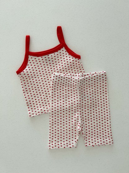 Kids Soy SS25 Heart Tank Top and Biker Shorts Set (1-6y) - 2 Colors