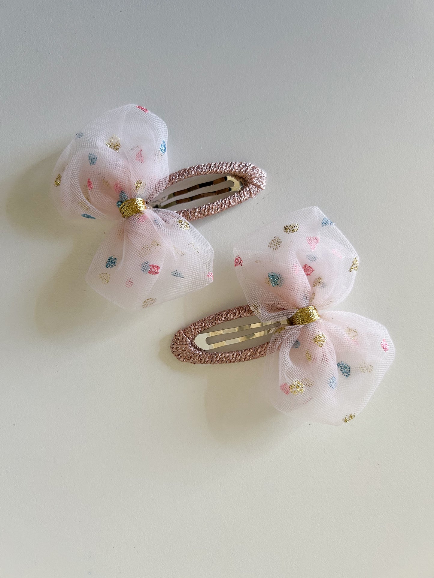 Girls Polka Dot Lace Bow Hair Clips (2pk) - 2 Colors - AT NOON STORE