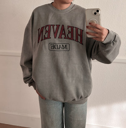 Kids Adult 'HEAVEN' Garment Dyed Long Sleeve Brushed Cotton Sweatshirt (2-7y, Adult) - 2 Colors