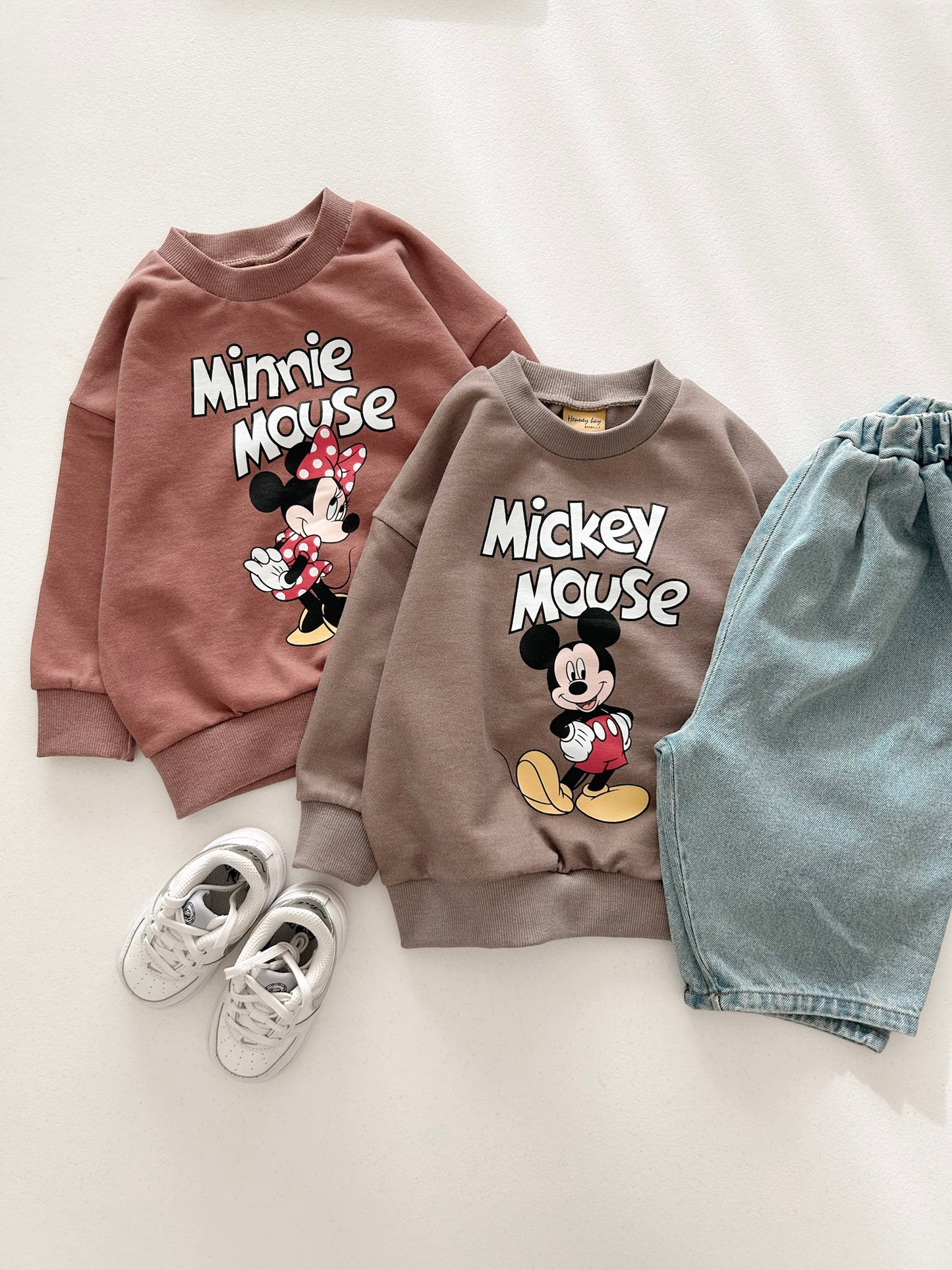 Family S25 Mickey and Minnie Print Pigment Dyed Sweatshirt (1-8y, Adult) - 2 Colors