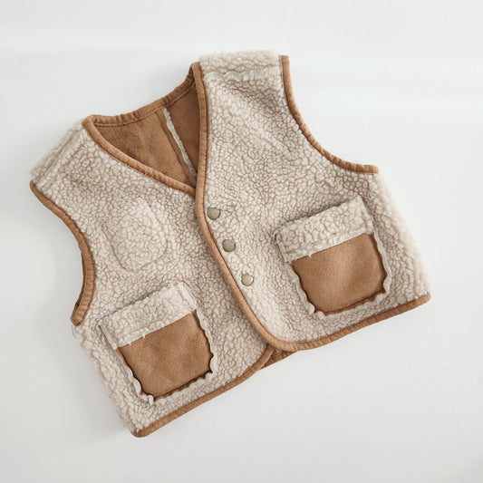 Toddler Faux Suede Shearling Reversible Vest (1-6y) - AT NOON STORE