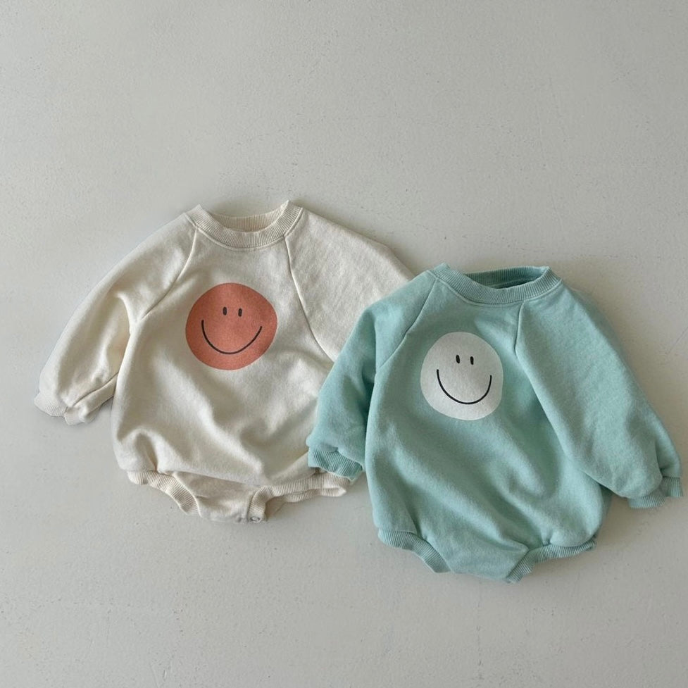 Baby Land S24 Smiley Face Sweatshirt Romper (4-15m) - 2 Colors - AT NOON STORE