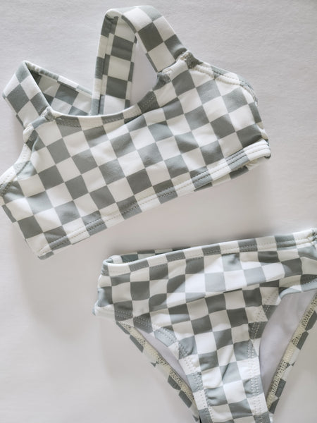 Girl's Basic Bikini | Green Checkered (0-5y)