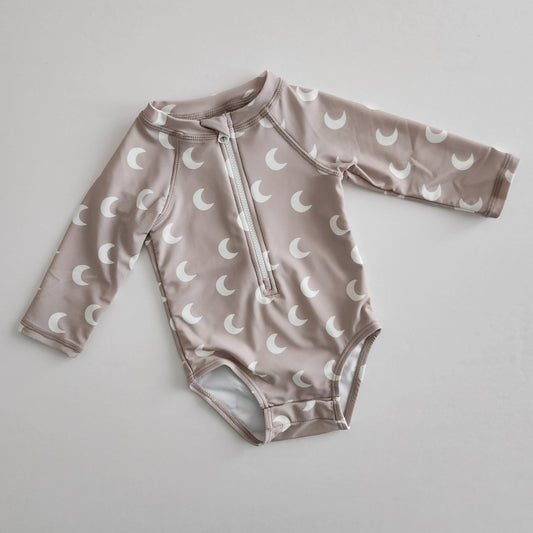 Girl's Zip Up Rashguard | Moons (0-3y) - AT NOON STORE