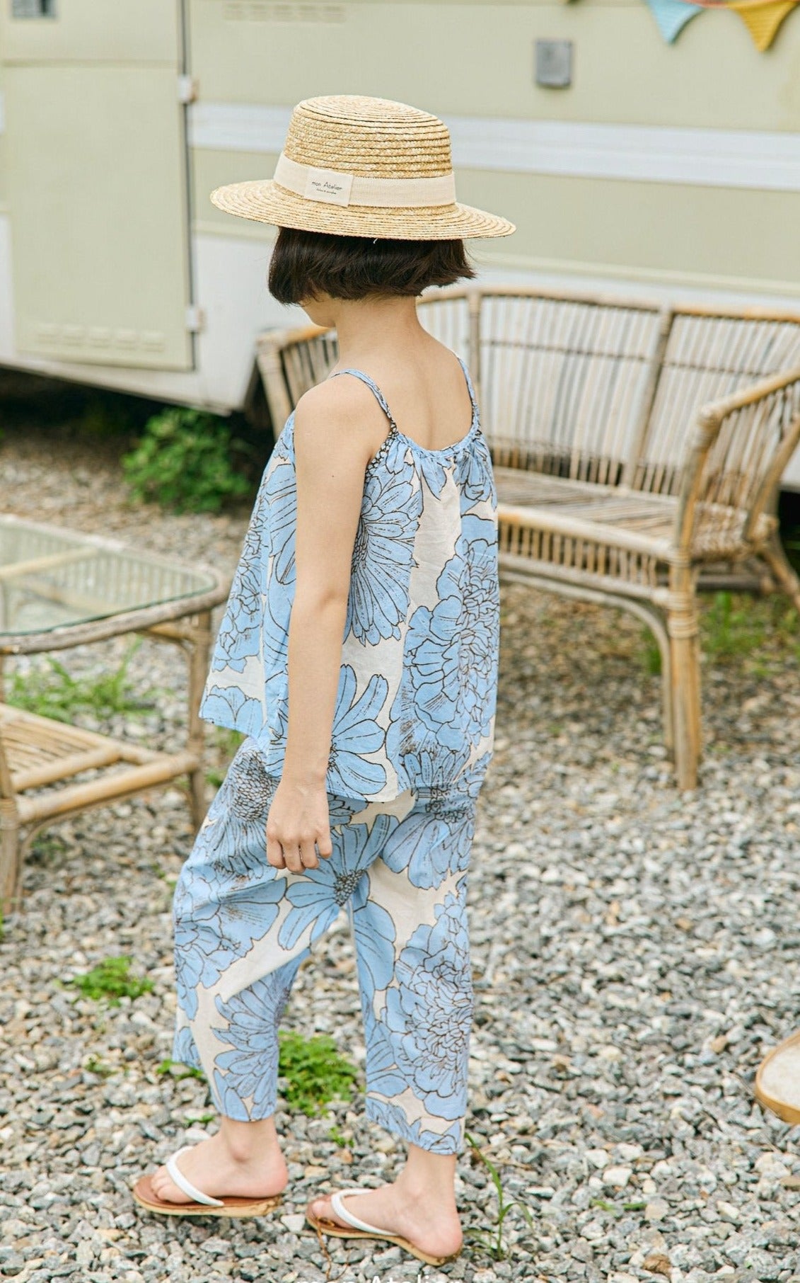 Girls Aloha Sleeveless Top and and Pants Set (2-5y) - Blue Floral - AT NOON STORE