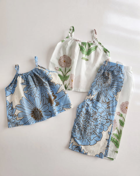 Girls Aloha Sleeveless Top and and Pants Set (2-5y) - Blue Floral