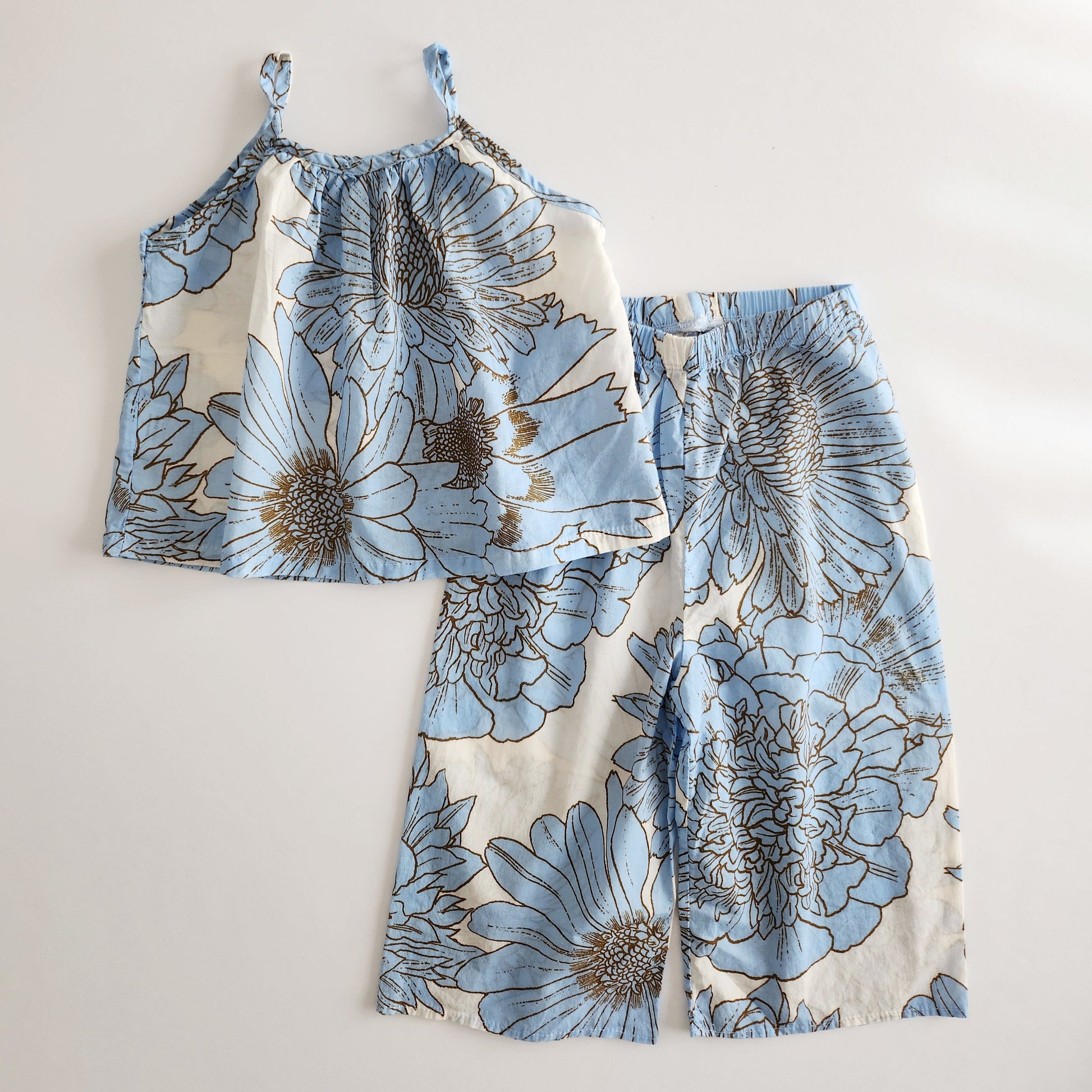 Girls Aloha Sleeveless Top and and Pants Set (2-5y) - Blue Floral - AT NOON STORE