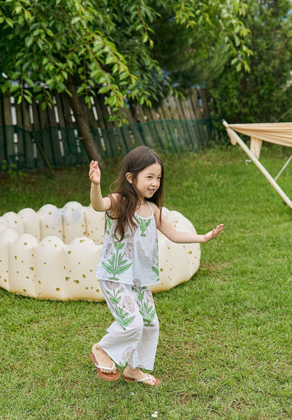 Girls Aloha Sleeveless Top and and Pants Set (2-5y) - Green Floral