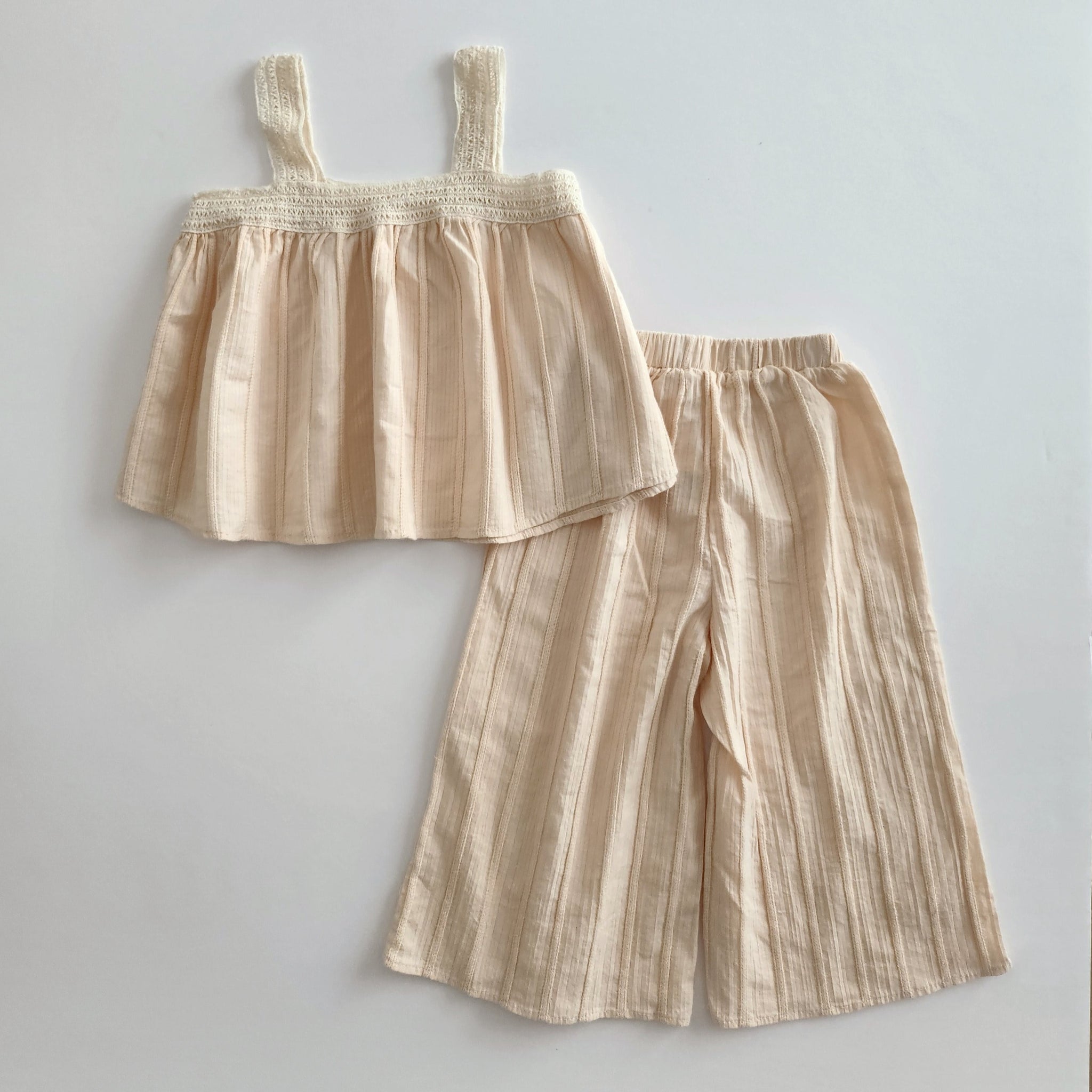 Girls Lace Straps Top and and Pants Set (2-5y) - Camel