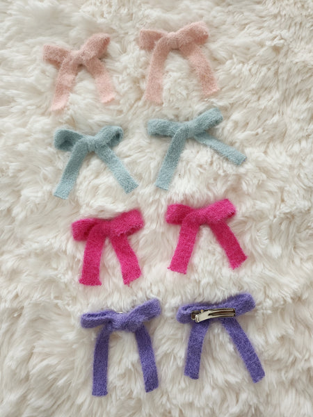 Girls Mini Knitted Bow 2PK Hair Clips - 4 Colors