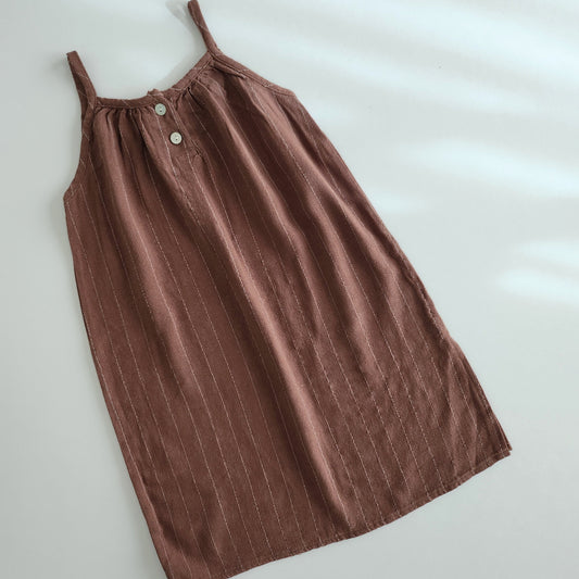 Girls Mon Sleeveless Stripe Dress  (2-5y) - Brown - AT NOON STORE