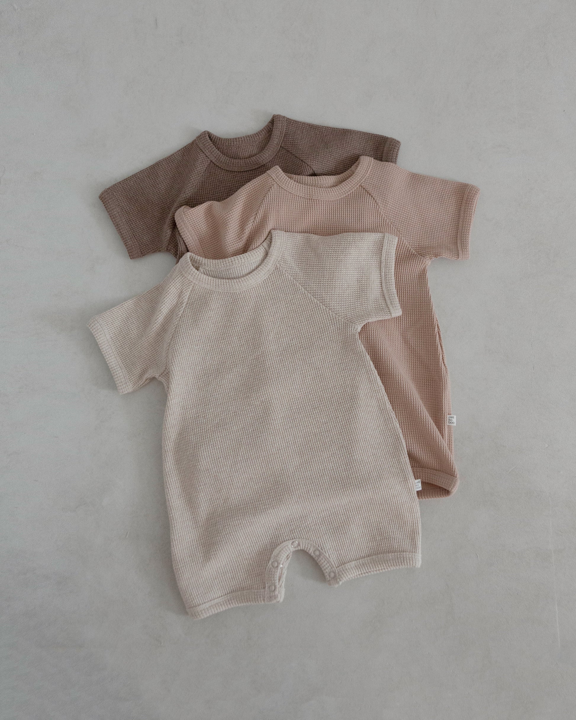 Baby Waffle Short Sleeve Romper (3-18m)- 3 Colors - AT NOON STORE