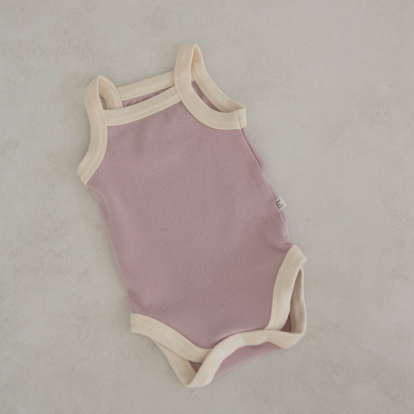 Baby Contrast Trim Cami Bodysuit  (3-18m)- Lavender