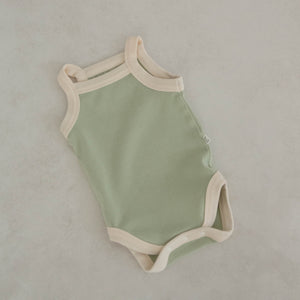 Baby Contrast Trim Cami Bodysuit (3-18m)- Mint