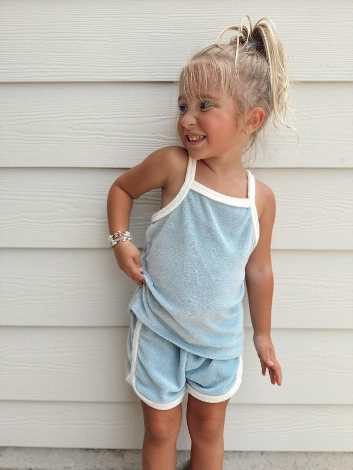 Toddler Contrast Trim Terry Cloth Cami and Shorts Set (3m-6y)- 4 Colors - AT NOON STORE