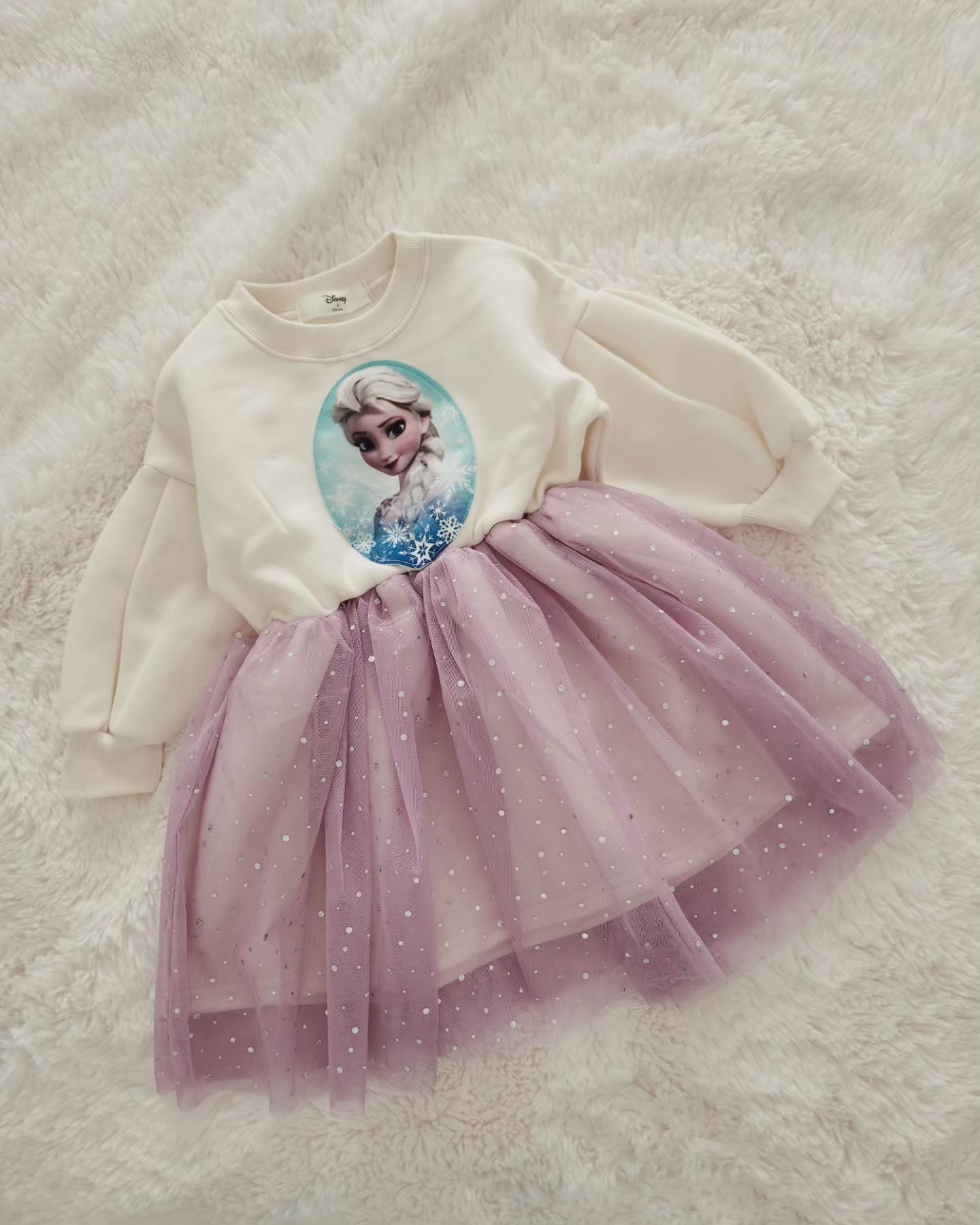 Toddler S25 Puff Sleeve Cotton Elsa Tulle Dress (15m-7y) - 2 Colors