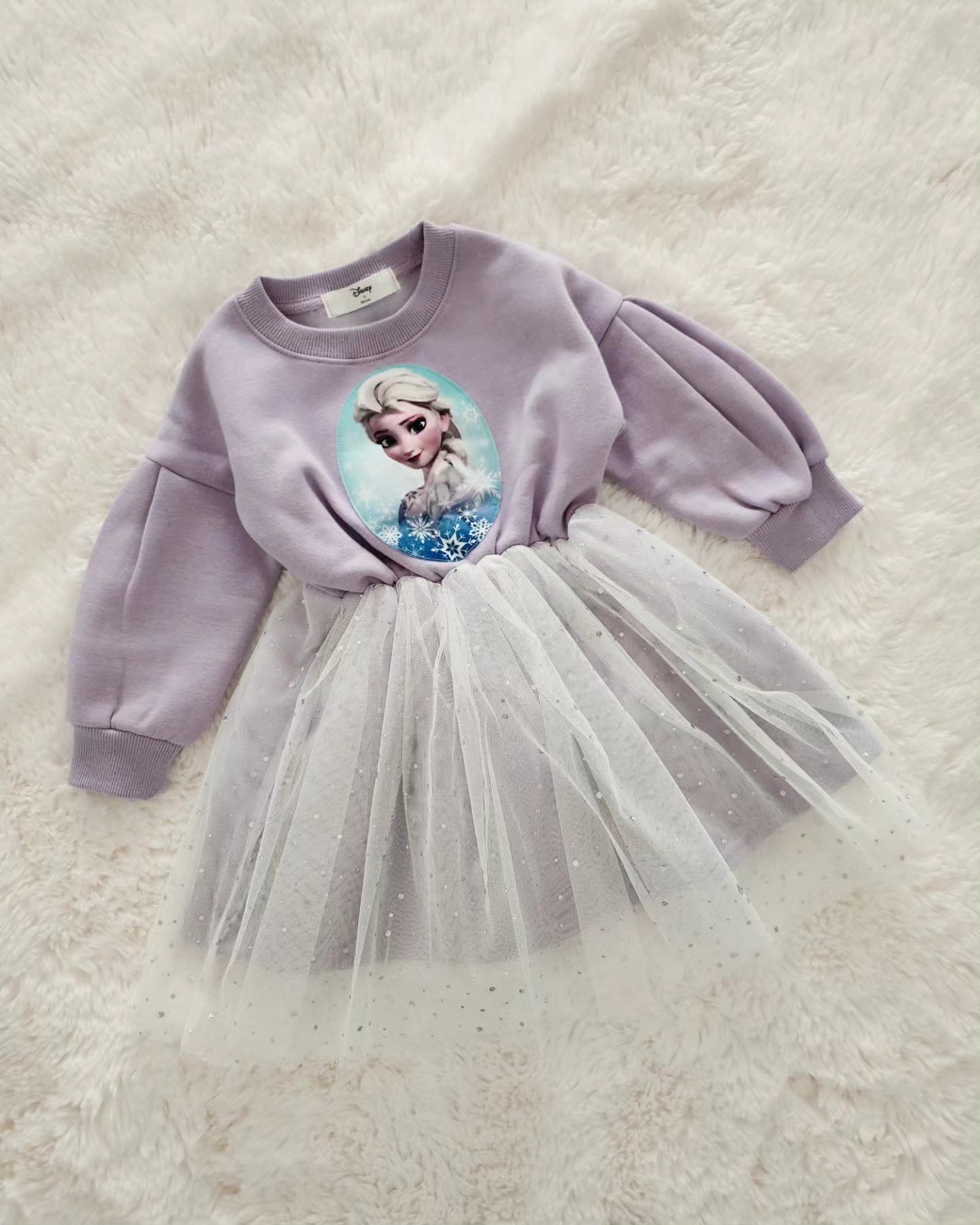 Toddler Puff Sleeve Cotton Elsa Tulle Dress (15m-7y) - 2 Colors - AT NOON STORE