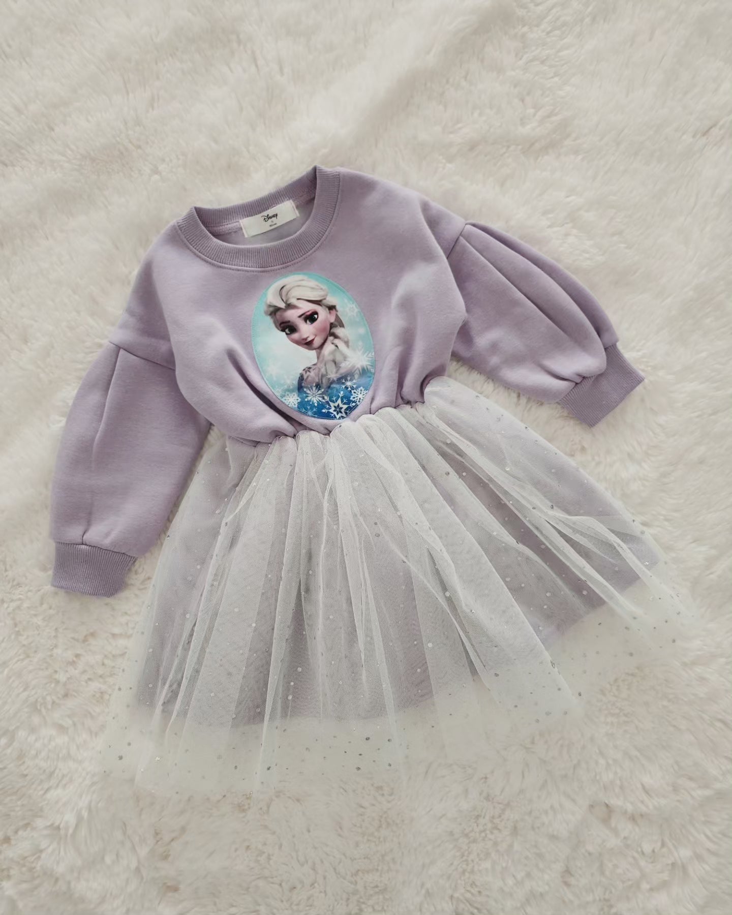 Toddler S25 Puff Sleeve Cotton Elsa Tulle Dress (15m-7y) - 2 Colors