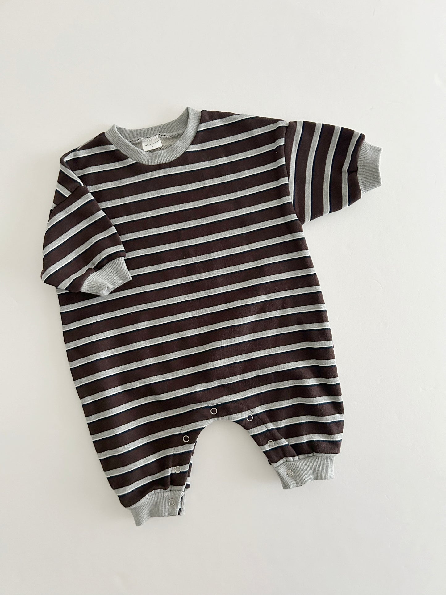 [At Noon Original Design] Baby Soft French Terry Cotton Stripe Jumpsuit (6m-3y) - 4 Colors - AT NOON STORE