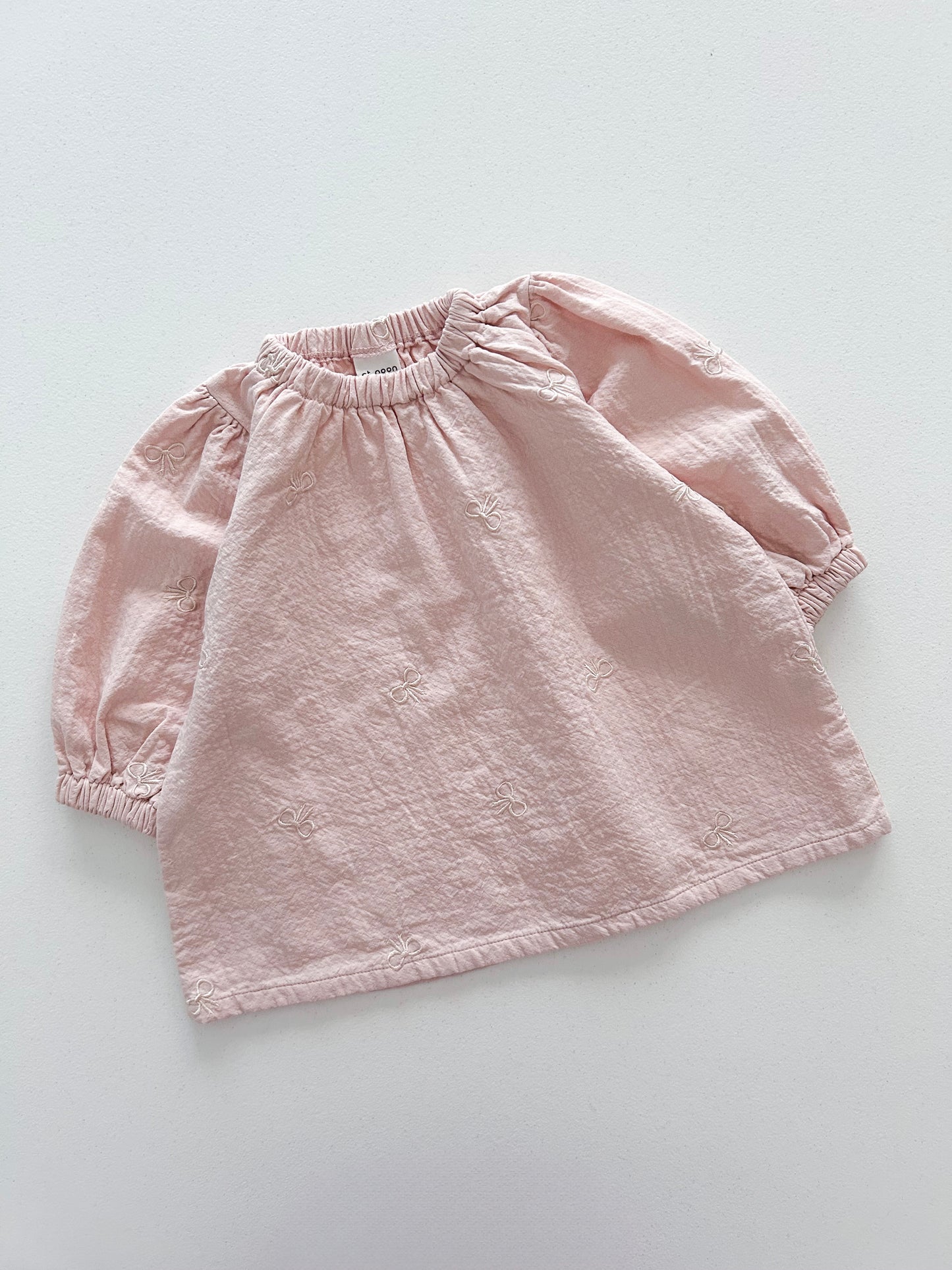 [At Noon Original Design] Toddler Bow Embroidery Gauze Cotton Dress (1-6y) - 2 Colors