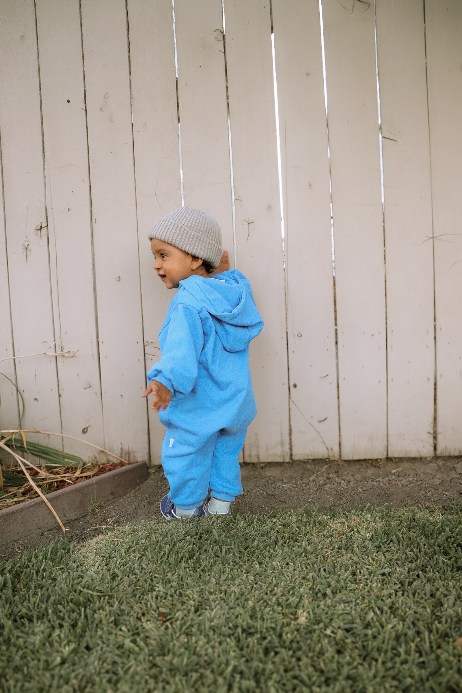 [At Noon Original Design] Baby Pigment Dyed Zip-Up Hoodie Jumpsuit (3m-3y)-Blue - AT NOON STORE