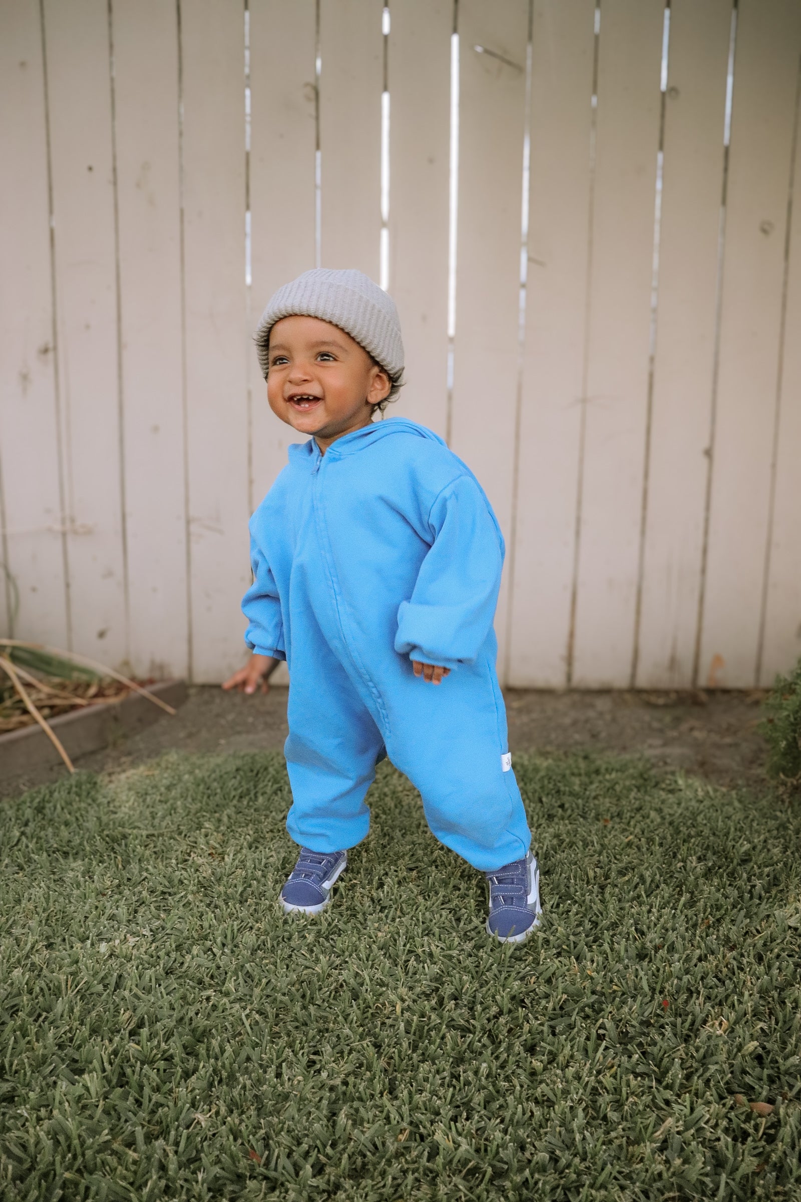 [At Noon Original Design] Baby Pigment Dyed Zip-Up Hoodie Jumpsuit (3m-3y)-Blue - AT NOON STORE