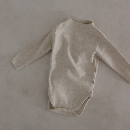 Baby Mockneck Bodysuit  (3-18m)- Heather Grey - AT NOON STORE