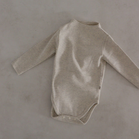 Baby Mockneck Bodysuit  (3-18m)- Heather Grey