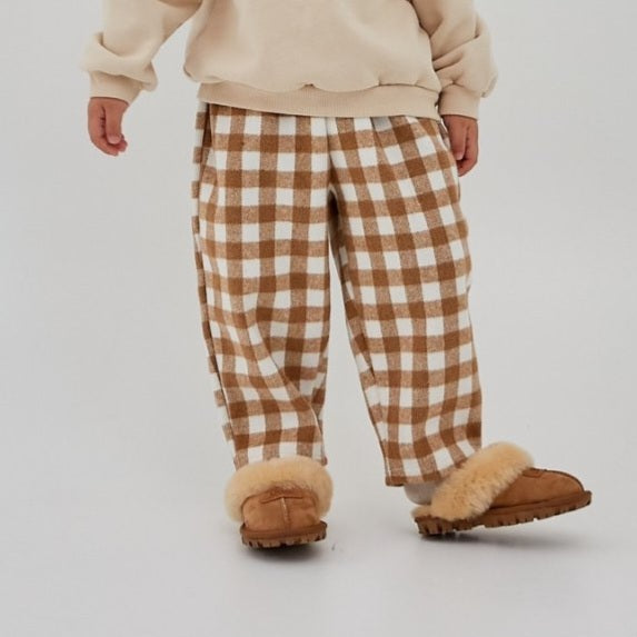 Kids Land Warm Gingham Pull-On Pants (1-6y) - 2 Colors - AT NOON STORE