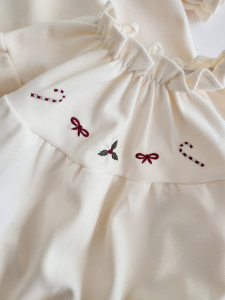 Baby Toddler Candy Cane Embroidery Dress (6m-6y)